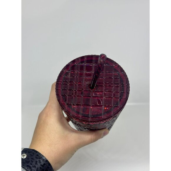 NEW Starbucks Holiday Edition Ruby Red Textured Tumbler Straw 16 oz Cold Cup - Picture 6 of 6
